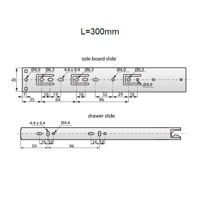 Set of Auto-Lock Ball Bearing Slides (left and right), H45