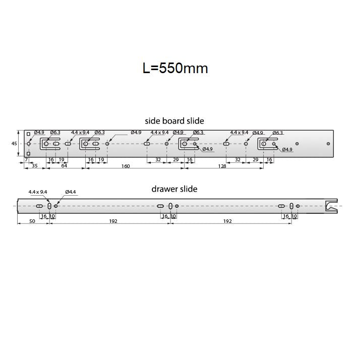 Set of Auto-Lock Ball Bearing Slides (left and right), H45