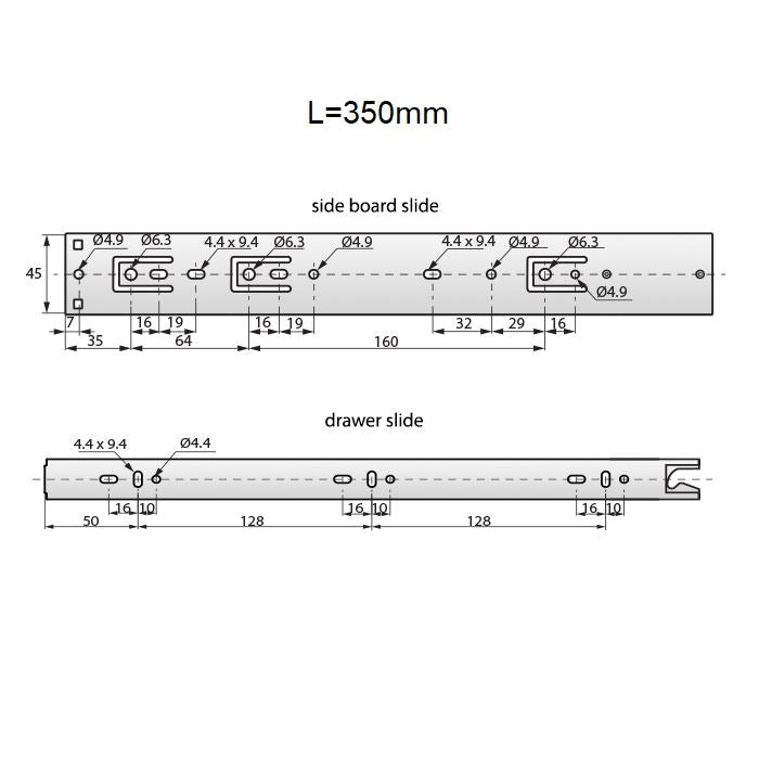 Set of Auto-Lock Ball Bearing Slides (left and right), H45