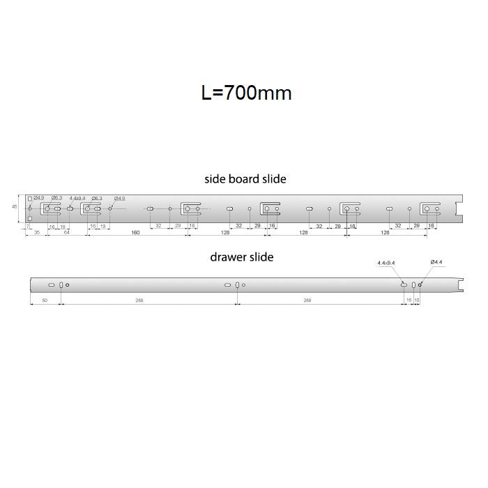 Set of Ball Bearing Slides (left and right), H45