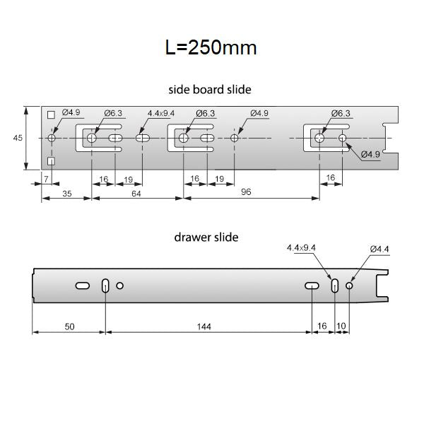 Set of Ball Bearing Slides (left and right), H45