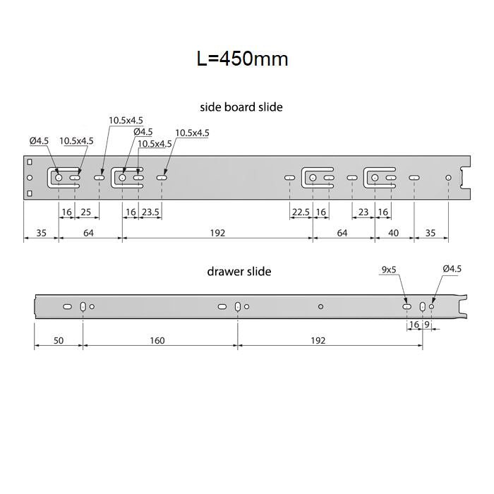 Set of Ball Bearing Slides (left and right), H45