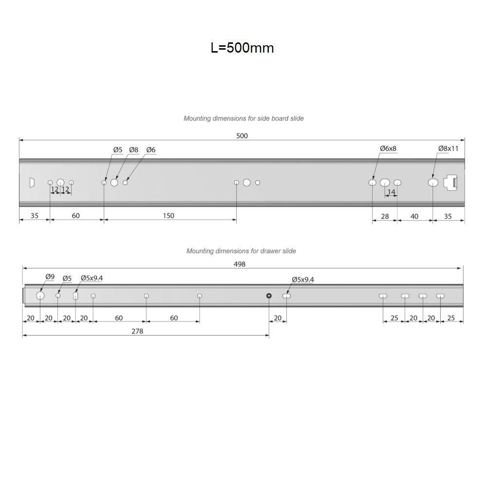 Set of Ball Bearing Slides (left and right), H53