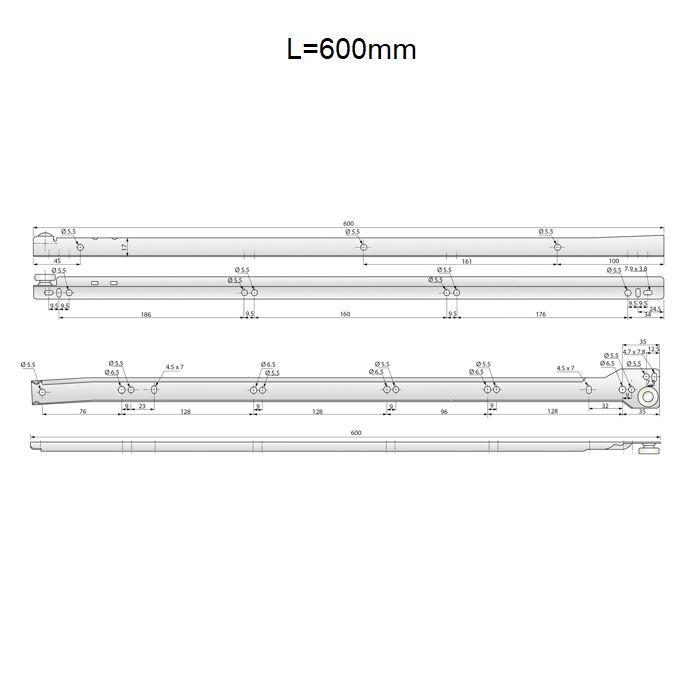 POM Roller Slides White 24 inch (600mm)