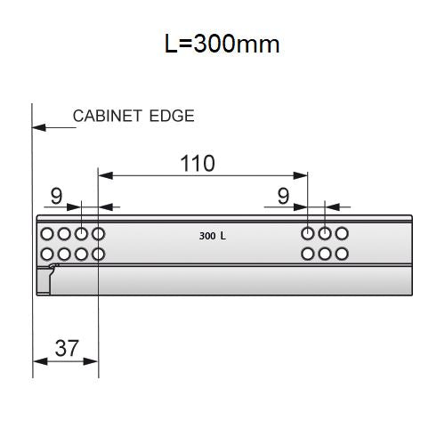 Soft-Close Undermount Slides (left and right), 3/4 Extension - 12 inch