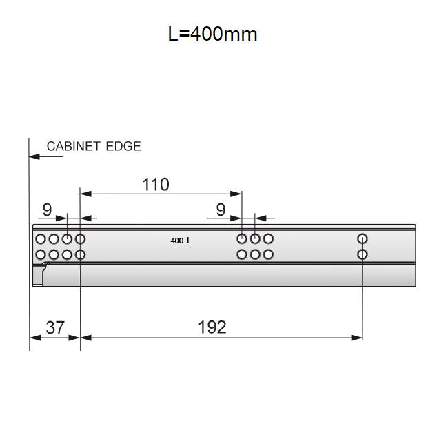 Soft-Close Undermount Slides (left and right), 3/4 Extension - 16 inch
