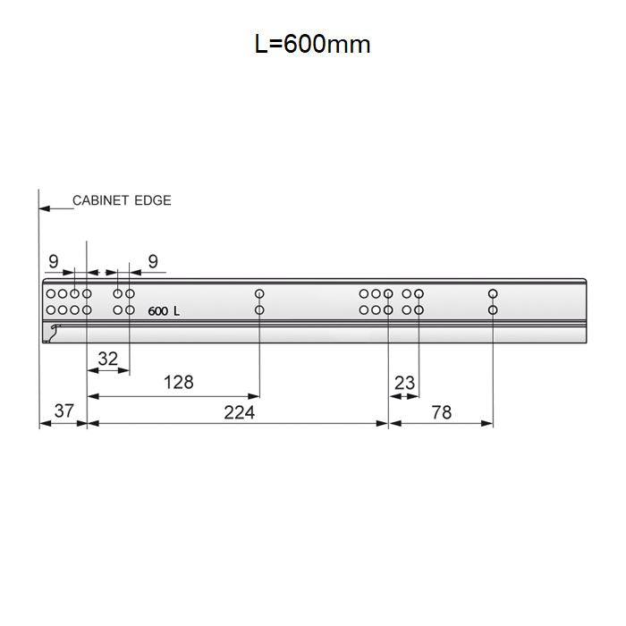 Soft-Close Undermount Slides (left and right), 3/4 Extension - 24 inch