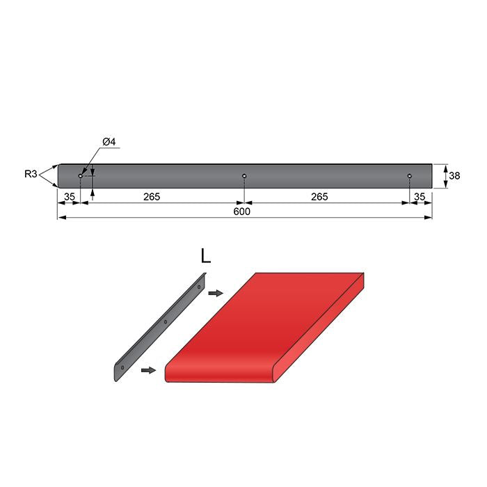 Side Strip for 1-1/2 inch Worktop R-3, Black Anodized