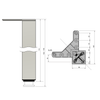 Square Furniture Leg 27-15/16 inch, Chrome, ZnAl Mounting Plate