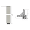 Square Furniture Leg 27-15/16 inch, Satin, ZnAl Mounting Plate
