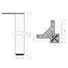 Square Furniture Leg 27-15/16 inch, White, ZnAl Mounting Plate