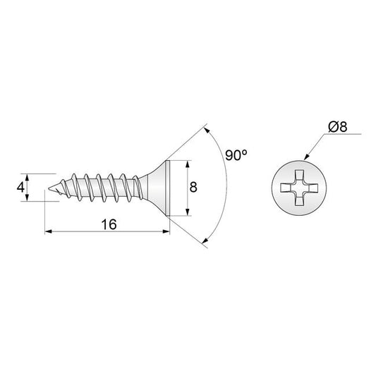 Wood Screws PH2 3/16x5/8 inch White Zinc (1000 pcs) NTP