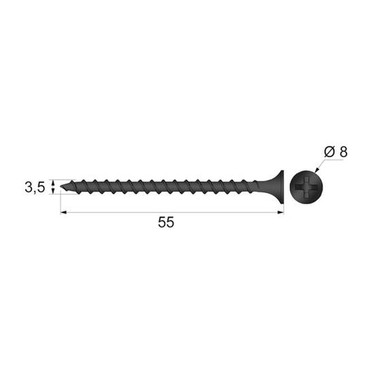 Wood Screws Phillips PH2 1/8x2-3/16 inch Black (500 pcs) NTP