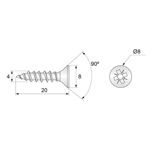 Wood Screws PZ2 3/16x13/16 inch White Zinc (1000 pcs) NTP