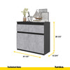 NOAH - Chest of 2 Drawers and 2 Doors - Bedroom Dresser Storage Cabinet Sideboard - Anthracite / Concrete H29 1/2" W31 1/2" D13 3/4"