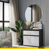NOAH - Chest of 2 Drawers and 2 Doors - Bedroom Dresser Storage Cabinet Sideboard - Anthracite / Concrete H29 1/2" W31 1/2" D13 3/4"