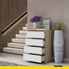 GABRIEL - Chest of 4 Drawers - Bedroom Dresser Storage Cabinet Sideboard - Sonoma Oak / White Matt H36 3/8" W23 5/8" D13 1/4"