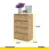 GABRIEL - Chest of 4 Drawers - Bedroom Dresser Storage Cabinet Sideboard - Wotan Oak H36 3/8" W23 5/8" D13 1/4"