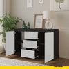 MIKEL - Chest of 3 Drawers and 2 Doors - Bedroom Dresser Storage Cabinet Sideboard - Anthracite / White Gloss H29 1/2" W47 1/4" D13 3/4"
