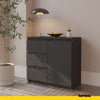 MIKEL - Chest of 3 Drawers and 1 Door - Bedroom Dresser Storage Cabinet Sideboard - Anthracite H29 1/2" W31 1/2" D13 3/4"