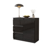 MIKEL - Chest of 3 Drawers and 1 Door - Bedroom Dresser Storage Cabinet Sideboard - Anthracite / Black Gloss H29 1/2" W31 1/2" D13 3/4"