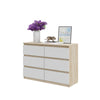 GABRIEL - Chest of 6 Drawers - Bedroom Dresser Storage Cabinet Sideboard - Sonoma Oak / White H28" W39 3/8" D13"