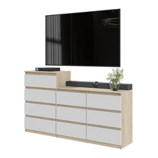 GABRIEL - Chest of 10 Drawers (6+4) - Bedroom Dresser Storage Cabinet Sideboard - Sonoma Oak / White H36 3/8" / 27 1/2" W63" D13 1/4"