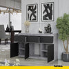 NOAH - Chest of 3 Drawers and 3 Doors - Bedroom Dresser Storage Cabinet Sideboard - Concrete / Anthracite H29 1/2" W47 1/4" D13 3/4"