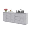 MIKEL - Chest of 6 Drawers and 3 Doors - Bedroom Dresser Storage Cabinet Sideboard - Concrete H29 1/2" W78 3/4" D13 3/4"