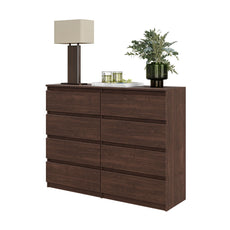 GABRIEL - Chest of 8 Drawers - Bedroom Dresser Storage Cabinet Sideboard - Wenge H36 3/8" W47 1/4" D13 1/4"