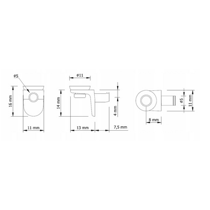 Glass Shelf Support Ø3/16 inch with a Suction Cup