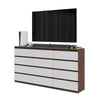 GABRIEL - Chest of 12 Drawers (8+4)- Bedroom Dresser Storage Cabinet Sideboard - Wenge / White Matt H36 3/8" W70 7/8" D13 1/4