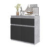 NOAH - Chest of 2 Drawers and 2 Doors - Bedroom Dresser Storage Cabinet Sideboard - Concrete / Anthracite H29 1/2" W31 1/2" D13 3/4"