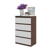 GABRIEL - Chest of 4 Drawers - Bedroom Dresser Storage Cabinet Sideboard - Wenge / White Matt H36 3/8" W23 5/8" D13 1/4"