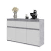 NOAH - Chest of 3 Drawers and 3 Doors - Bedroom Dresser Storage Cabinet Sideboard - Concrete / White Matt H29 1/2" W47 1/4" D13 3/4"