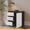 MIKEL - Chest of 3 Drawers and 1 Door - Bedroom Dresser Storage Cabinet Sideboard - Anthracite / White Gloss H29 1/2" W31 1/2" D13 3/4"