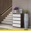GABRIEL - Chest of 4 Drawers - Bedroom Dresser Storage Cabinet Sideboard - Wenge / White Matt H36 3/8" W23 5/8" D13 1/4"