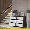 GABRIEL - Chest of 6 Drawers - Bedroom Dresser Storage Cabinet Sideboard - Wenge / White Matt H28" W39 3/8" D13"