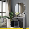 NOAH - Chest of 2 Drawers and 2 Doors - Bedroom Dresser Storage Cabinet Sideboard - Concrete / Anthracite H29 1/2" W31 1/2" D13 3/4"