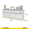NOAH - Chest of 5 Drawers and 5 Doors - Bedroom Dresser Storage Cabinet Sideboard - Concrete / White Gloss H29 1/2" W78 3/4" D13 3/4"