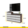 GABRIEL - Chest of 10 Drawers (6+4)- Bedroom Dresser Storage Cabinet Sideboard - Wenge / White Matt H36 3/8" / 27 1/2" W63" D13 1/4"