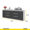 MIKEL - Chest of 6 Drawers and 3 Doors - Bedroom Dresser Storage Cabinet Sideboard - Concrete / Anthracite H29 1/2" W78 3/4" D13 3/4"