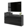 GABRIEL - Chest of 10 Drawers (6+4) - Bedroom Dresser Storage Cabinet Sideboard - Anthracite / Black Gloss H36 3/8" / 27 1/2" W63" D13 1/4"