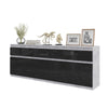 NOAH - Chest of 5 Drawers and 5 Doors - Bedroom Dresser Storage Cabinet Sideboard - Concrete / Black Gloss H29 1/2" W78 3/4" D13 3/4"