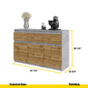 NOAH - Chest of 3 Drawers and 3 Doors - Bedroom Dresser Storage Cabinet Sideboard - Concrete / Wotan Oak H29 1/2" W47 1/4" D13 3/4"