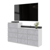 GABRIEL - Chest of 10 Drawers (6+4) - Bedroom Dresser Storage Cabinet Sideboard - White Matt / Concrete H36 3/8" / 27 1/2" W63" D13 1/4"