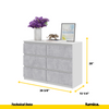 GABRIEL - Chest of 6 Drawers - Bedroom Dresser Storage Cabinet Sideboard - White Matt / Concrete H28" W39 3/8" D13"