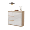 MIKEL - Chest of 3 Drawers and 1 Door - Bedroom Dresser Storage Cabinet Sideboard - Sonoma Oak / White Gloss H29 1/2" W31 1/2" D13 3/4"