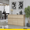 NOAH - Chest of 3 Drawers and 3 Doors - Bedroom Dresser Storage Cabinet Sideboard - Sonoma Oak H29 1/2" W47 1/4" D13 3/4"
