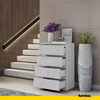 GABRIEL - Chest of 4 Drawers - Bedroom Dresser Storage Cabinet Sideboard - White Matt / Concrete H36 3/8" W23 5/8" D13 1/4"